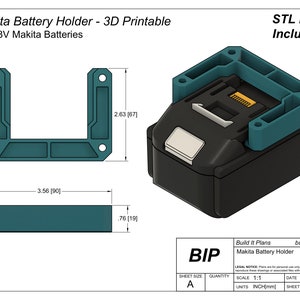 Makita Battery Wall Mount STL – 3D Print File for 18V Batteries