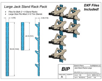 Large Jack Stand Rack DXF - 3-12 Ton Jackstand Wall Hanger Cut Files