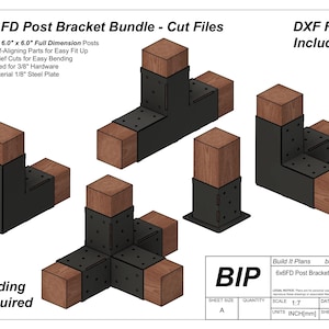 6x6 Post Bracket Bundle DXF Cut Files - FULL DIMENSION 6x6