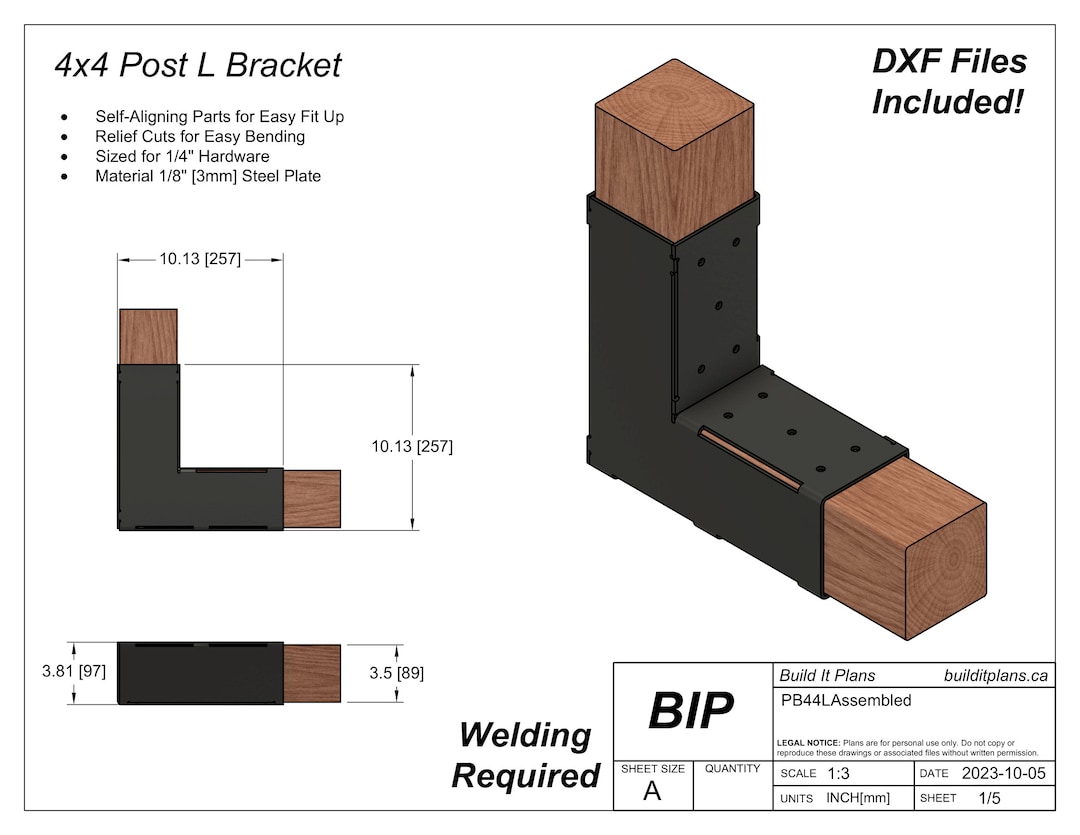 4x4 Post L Bracket DXF Cut Files - Etsy