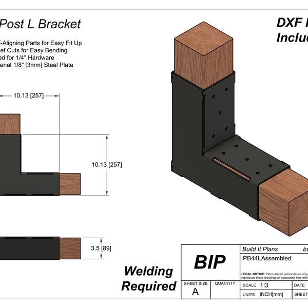 4x4 Post L Bracket DIY Cut Files For Pergola L Bracket DXF Cut File For 3.5x3.5 Post L Bracket Frame