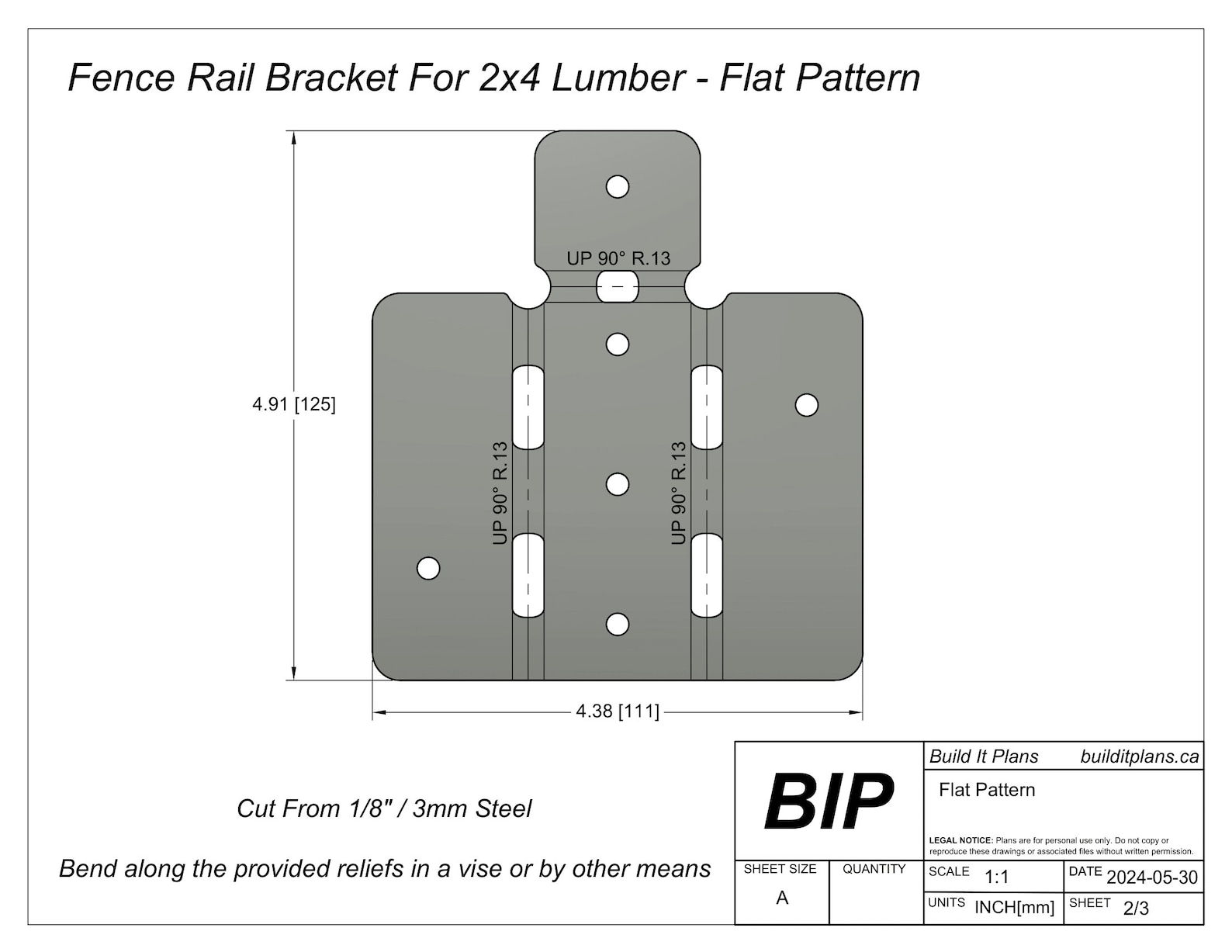 2x4 Fence Rail Bracket DXF Cut File - Etsy