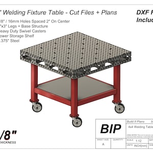 48x48x0.975&quot; Schweißvorrichtung Tischschnitt Dateien - 0.375&quot; Stahl mit offenen Seiten