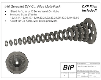 Number 40 Sprocket Cut Files Multi Pack Universal Sprocket DXF Plasma Cut Files For Karts Mini Bike Sprocket Files For ANSI 40 41 Chain