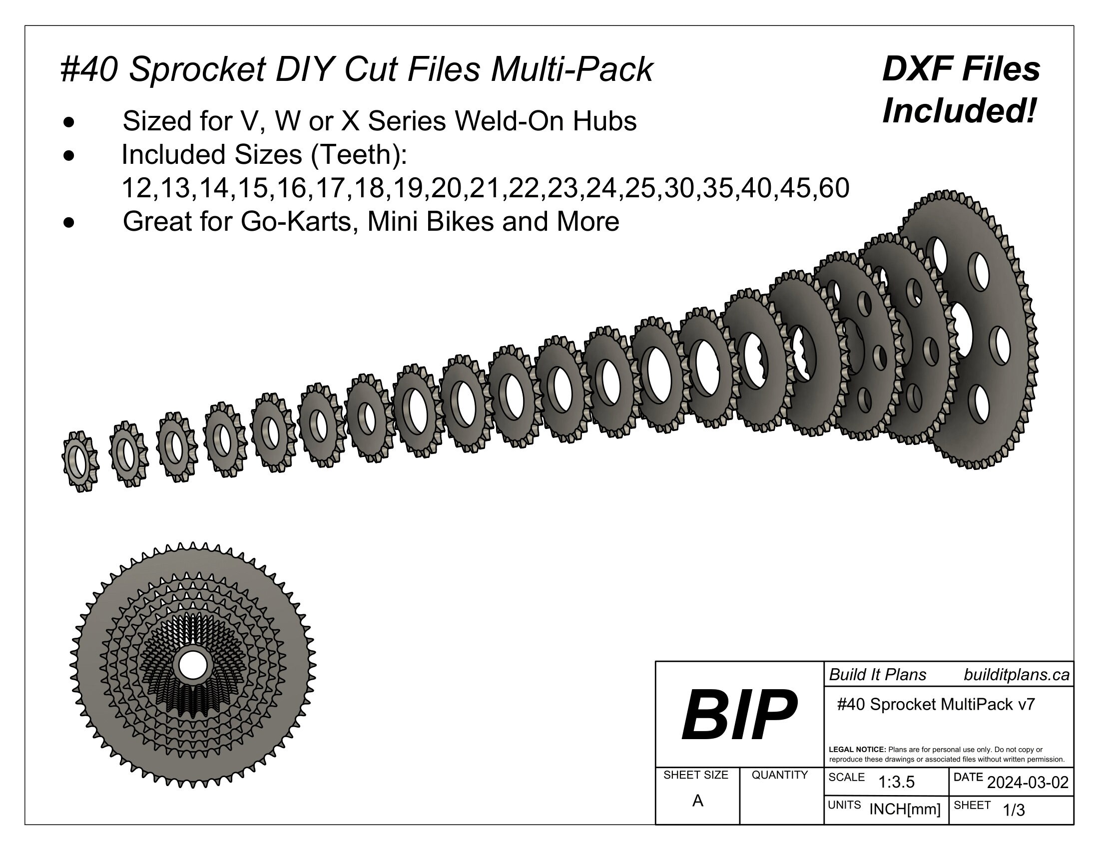 Number 40 Sprocket Cut Files Universal Sprocket DXF Plasma Cut Files