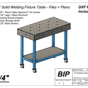 4x2&#39; Welding Fixture Table Plans: Steel DIY (DXF and PDF)