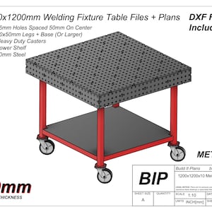 Welding Table DXF Plans: 1200x1200mm, 10mm Steel (Digital Download)