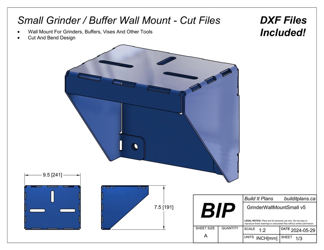 Small Bench Grinder Wall Mount Cut Files Build Your Own Vise or Buffer