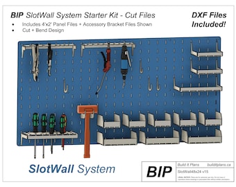 SlotWall Starter Kit Garage Organizer System Cut Files For DIY Slatwall Pegboard Wall Board DXF Plasma Shop Slat Wall Panel Tool Display