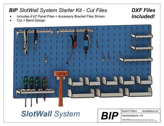 Garage Organizer System DXF Cut Files - Slotwall DIY Tool Storage