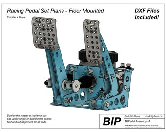 DIY Racing Pedal Set Cut Files For Throttle Brake Pedal Plans and DXF Plasma Cut Files For Racing Pedal Box