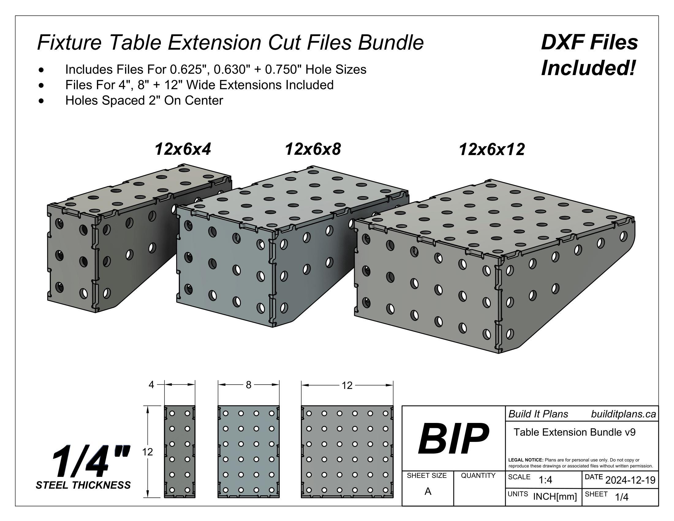Fixture Table Extension DXF File Bundle – Welding Table Extensions