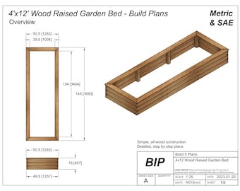 4&#39;x12&#39; Raised Wood Garden Bed PDF Plans 48&quot;x144&quot;