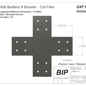 Standard 6x6 Post X Bracket DXF Cut File