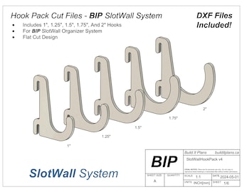 SlotWall Hook Pack DXF Cut Files For DIY Slatwall Tool Hangers