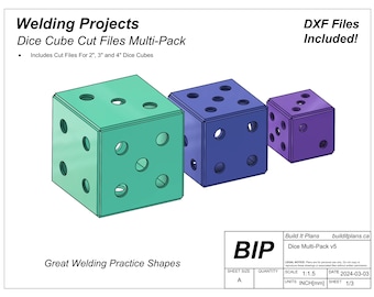 Dice Cube Welding Project DXF Cut Files: 2-4 Inch (Digital Download)