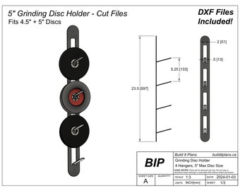 4.5" Grinder Disc Holder 5" Flap Disc Wall Mounted Holder Grinding Disc Rack For Wall Mounting Storage 115mm 125mm Disc Holder DXF Cut Files