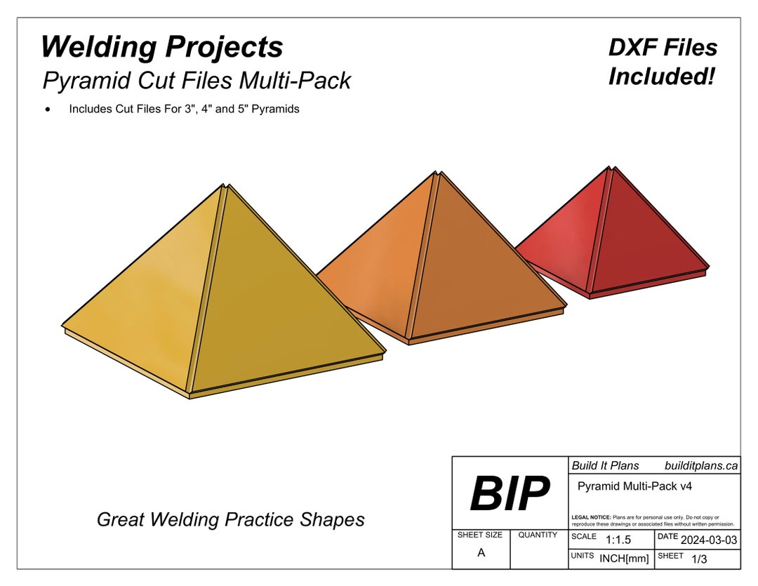 Pyramid Welding Project DXF Files: 3, 4, 5 Inch (digital Download) - Etsy  Israel, image size:1080x835