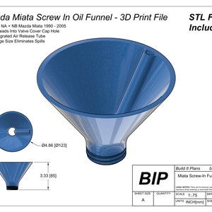 Miata Oil Funnel STL – Screw-In 3D Print File for 1990 - 2005