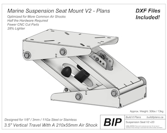 Arquivos e plantas de montagem de assentos com suspensão marítima - Arquivos DXF e plantas em PDF para assentos com suspensão