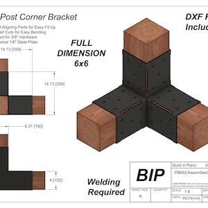 6x6 Full Dimension Post Corner Bracket DXF Cut Files
