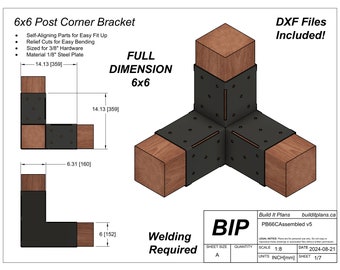 6x6 Full Dimension Post Corner Bracket DXF Cut Files