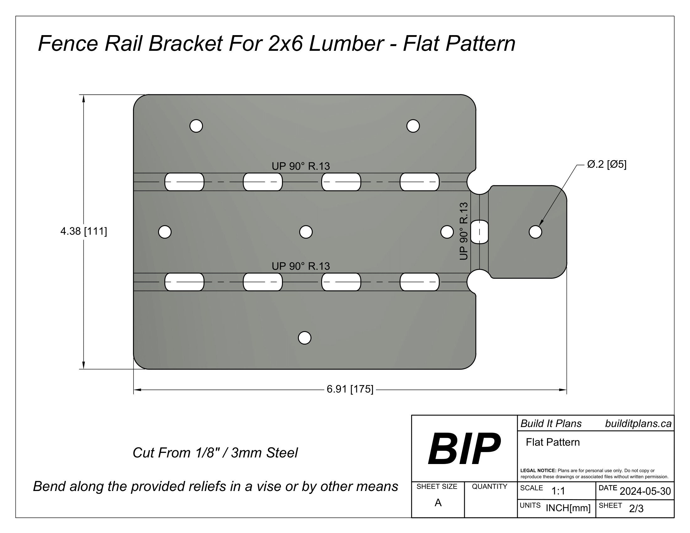 2x6 Fence Rail Bracket DXF Cut File - Etsy Canada