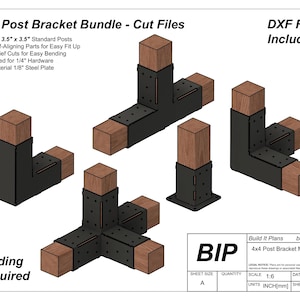 4x4 Post Bracket DXF Cut Files Bundle - DIY Pergola Bracket Set