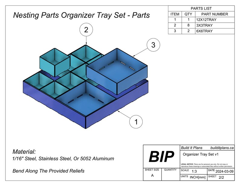 Parts Tray DXF Bundle – Nesting Organizer Bin Cut Files - Etsy