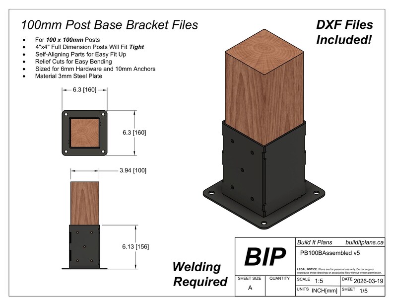 Post Mod Dxf 100mm Post Bracket DXF Cut Files Bundle - for 100x100mm Posts - Etsy