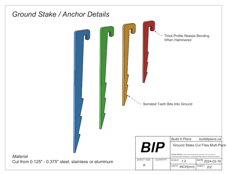 Point Stake Files Ground Stake Anchor DXF – Reusable Tent Ground Hook Cut File - Etsy