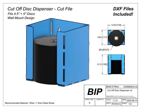 Cut Off Disc Holder DXF File - 4.5 + 5 Inch Zip Disc Holder Cut File
