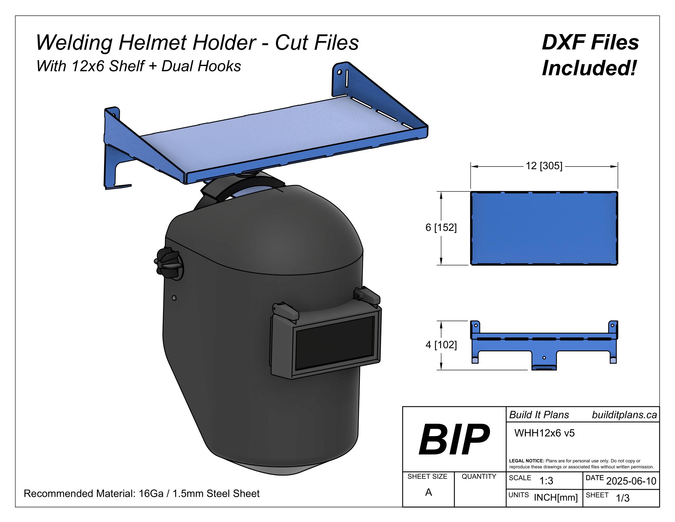 Welding Helmet Hook With Shelf DXF File – Welding Hood Hanger Cut