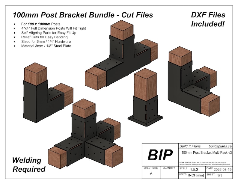Post Mod Dxf 100mm Post Bracket DXF Cut Files Bundle - for 100x100mm Posts - Etsy