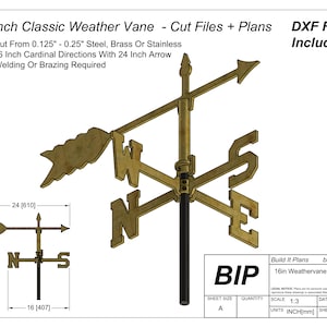 16 Inch Weather Vane Cut Files And Plans - DIY Weathervane Plasma DXF Files And PDF Plans