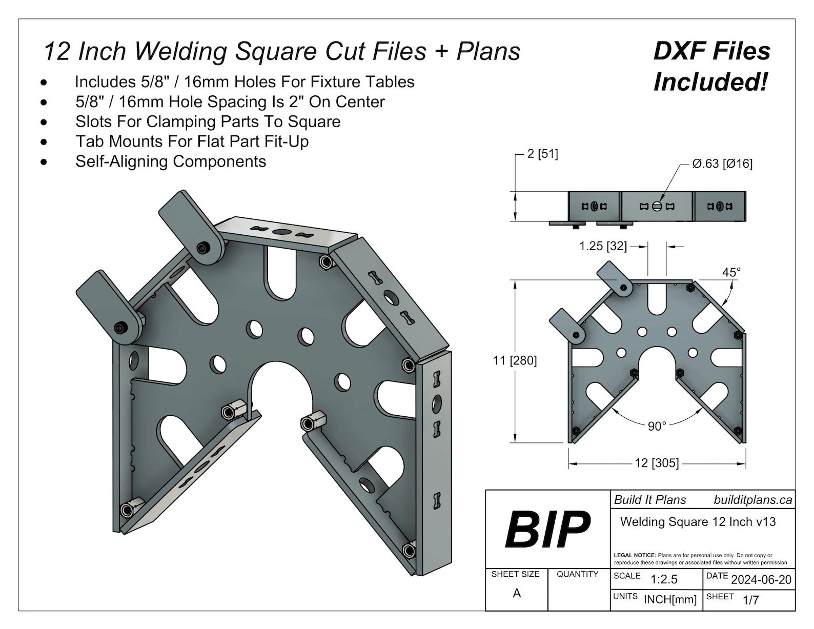 12 Inch Welding Square Cut Files and Plans for 0.25 Inch Thick Steel ...