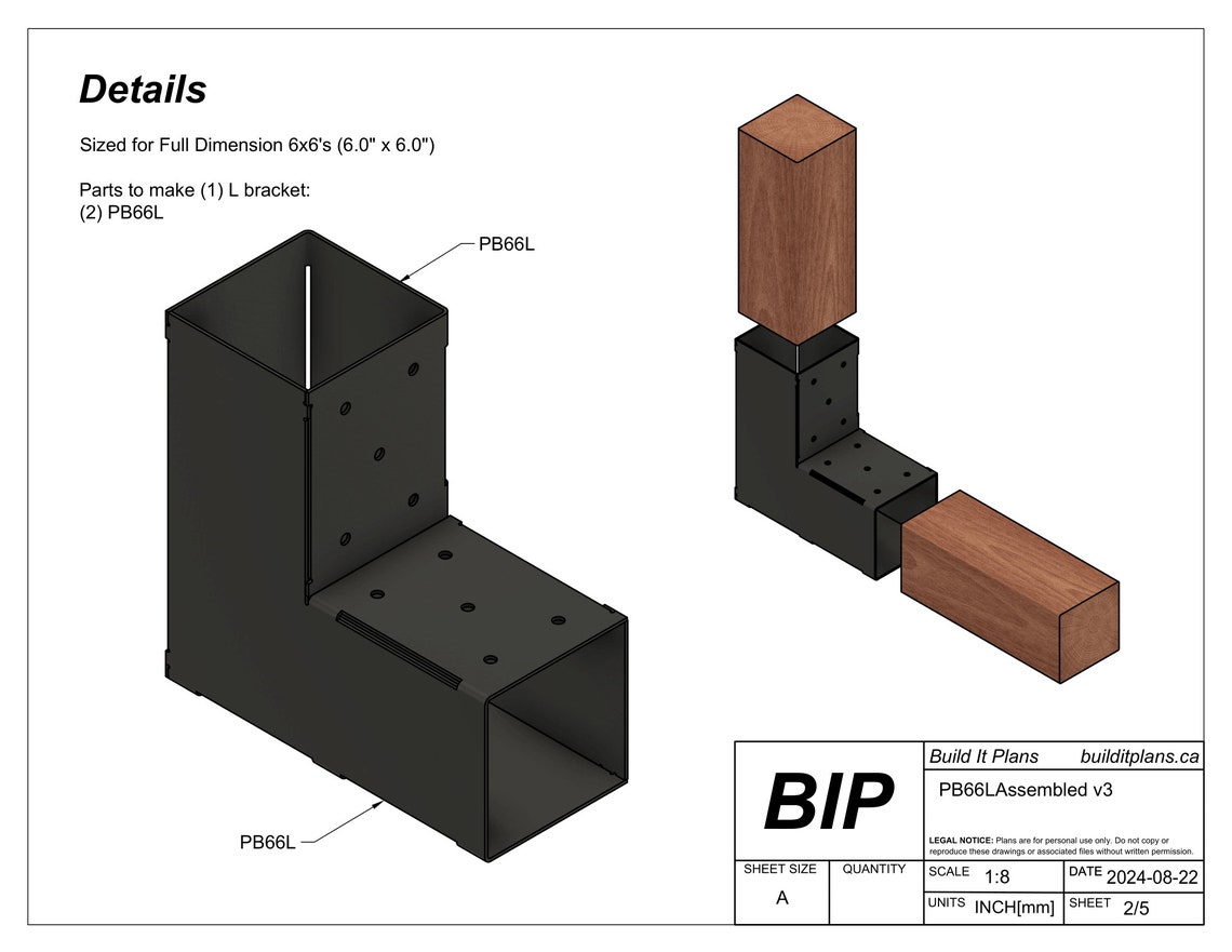 Post Mod Dxf 6x6 Full Dimension Post L Bracket DXF Cut Files - Etsy