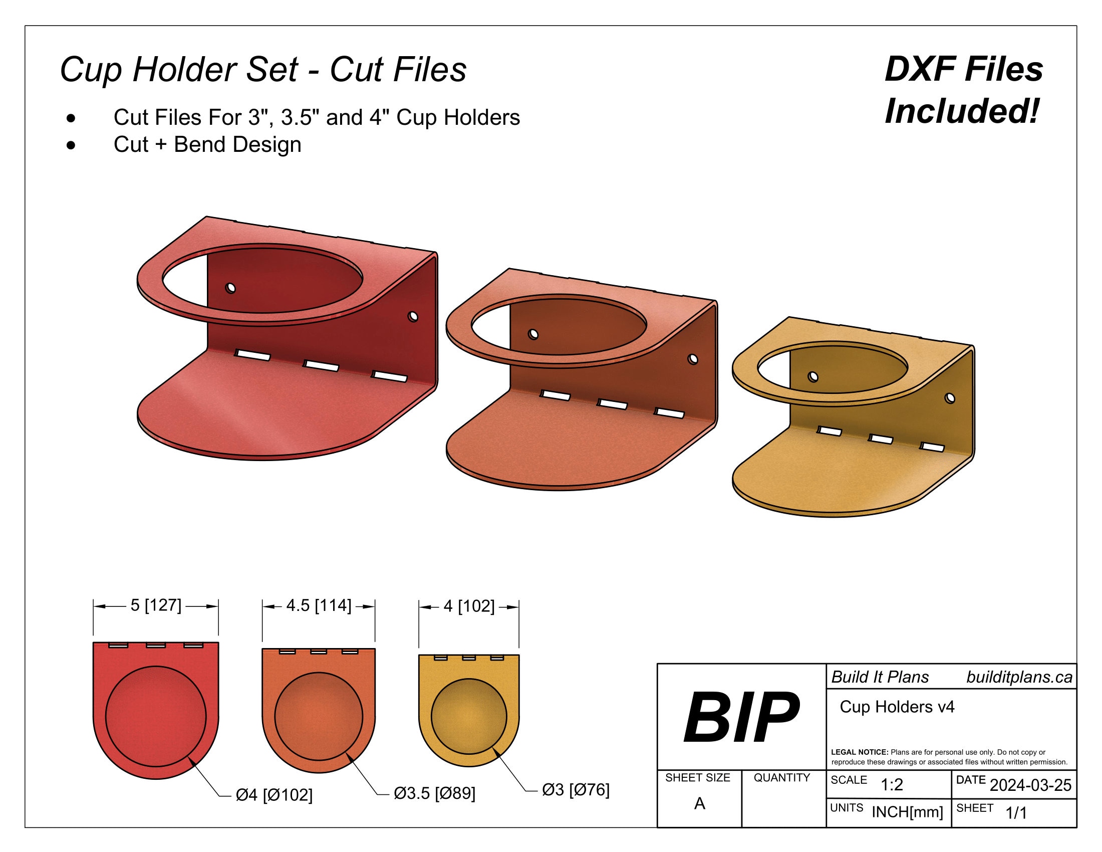 Universal Cup Holder DXF - Wall Mount Drink Holder Cut Files