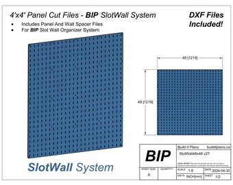 SlotWall 48" x 48" Organizer Panel Cut Files For DIY Slatwall Pegboard Wall Board DXF Plasma Shop Slat Wall Panel Tool Display