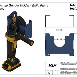 Grinder Holder DXF - 4.5 Inch Grinder Rack Cut File