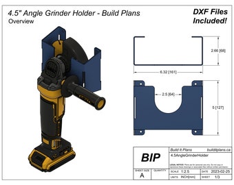 4.5" Angle Grinder Holder DXF Cut File For 115mm Grinder Wall Mount Plasma Cut Files For Shop And Garage Organization DIY Grinder Rack