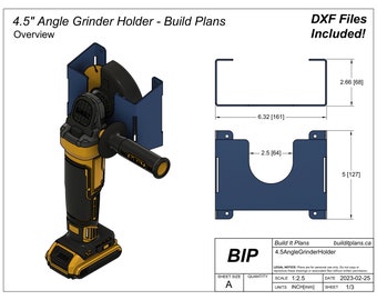 4,5" haakse slijper houder DXF gesneden bestand voor 115 mm slijper muurbevestiging plasma gesneden bestanden voor winkel en garage organisatie DIY slijper rek