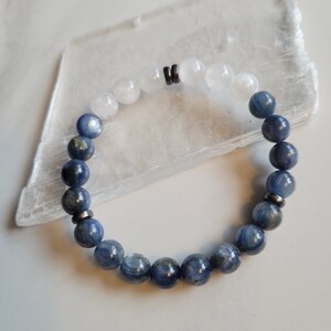 Kyanite & Rainbow Moonstone Crystal 8MM Stretch Bracelet