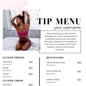 OnlyFans Tip Menu | Classic | Editable Template | Canva Template | Tip Menu Templates | Custom menu template | Fansly | Digital Download