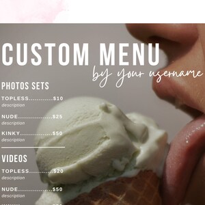 OnlyFans Tip Menu | Ice Cream | Editable Template | Canva Template | Tip Menu Templates | Custom menu template | Fansly | Digital Download