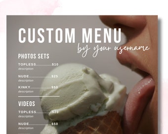 OnlyFans Tip Menu | Ice Cream | Editable Template | Canva Template | Tip Menu Templates | Custom menu template | Fansly | Digital Download