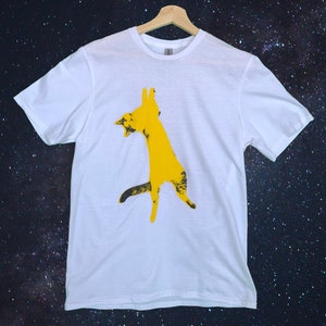 Screen Printed Cat T-shirt - Butters #2 - Yellow