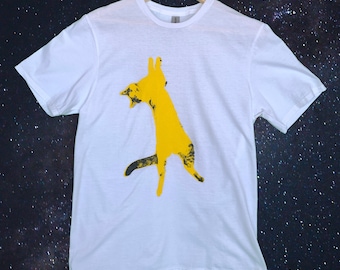 Screen Printed Cat T-shirt - Butters #2 - Yellow