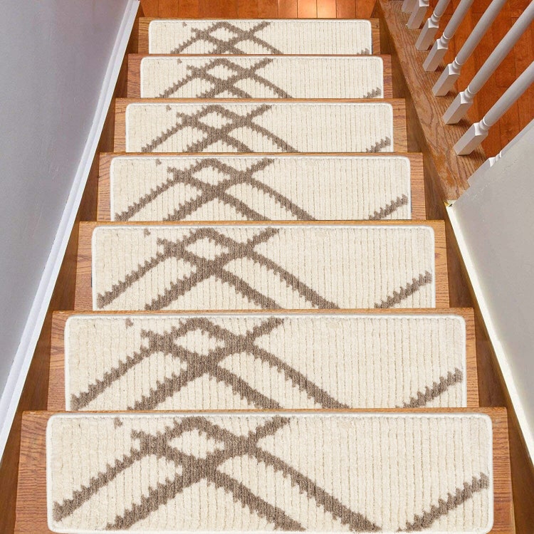 Tappeto per scale a righe geometriche, tappeto per scale contemporaneo, tappetino per scale di design della metà del secolo, tappeto