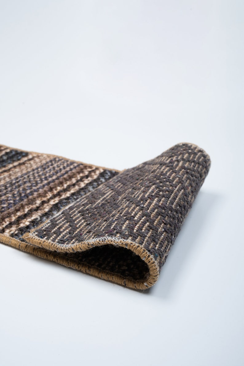 Geometric Jute Stair Treads Carpet Dark Striped Stair Runner Etsy UK